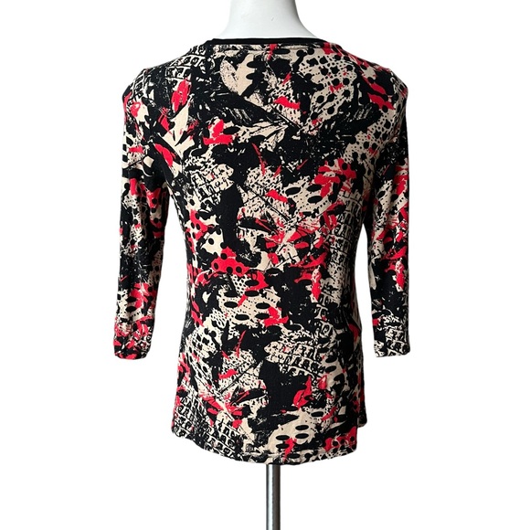 Laura Ashley 3/4 Sleeve Henley Snap Button Top, Sz S - Picture 3 of 10